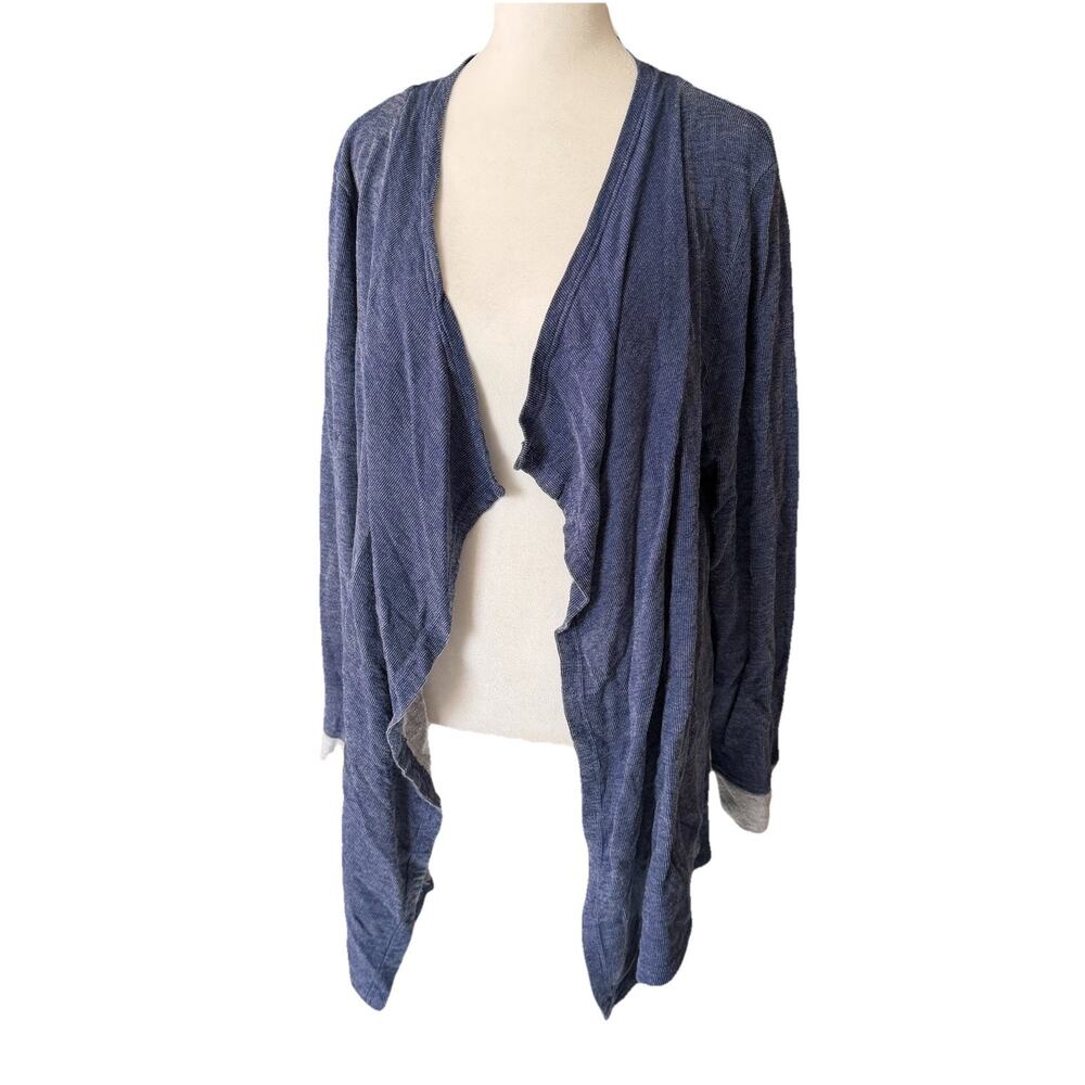 Fresh Produce Womens Large Cardigan Sweater Open Front Blue Waterfall Pockets - Picture 6 of 9